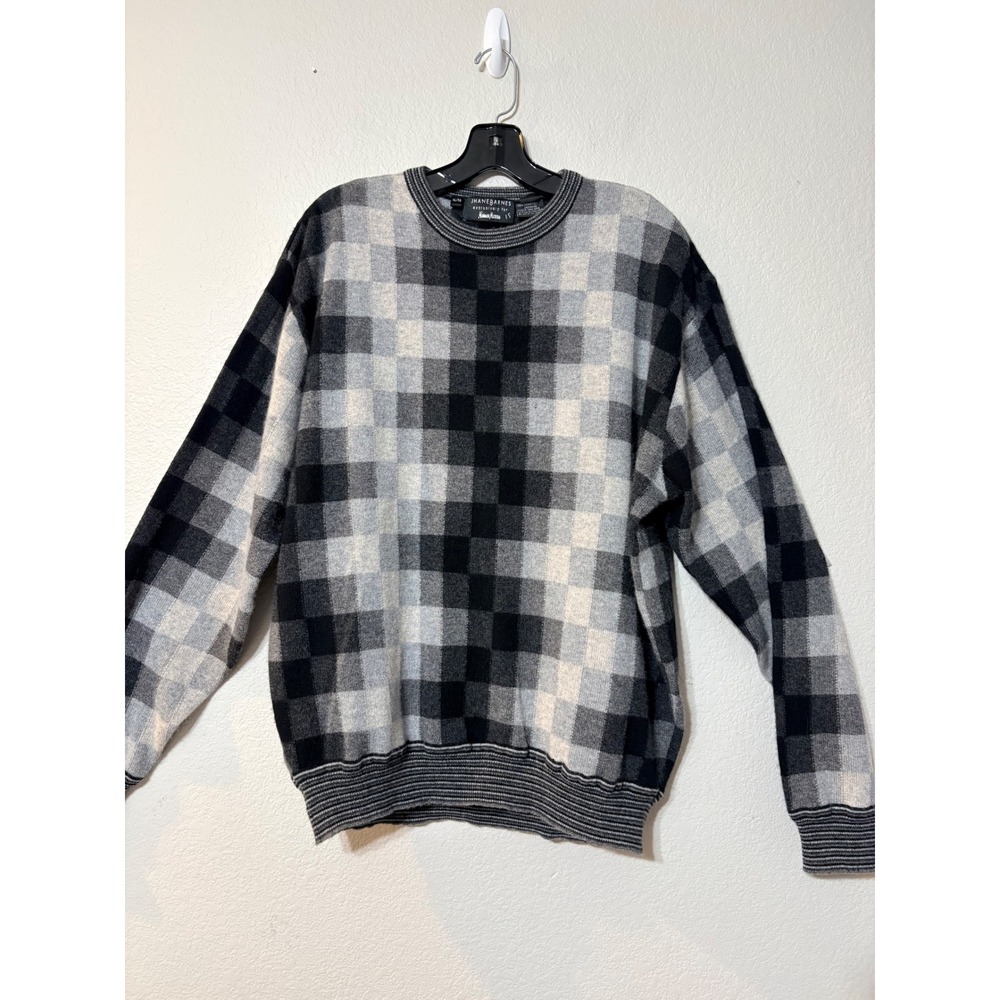 Jhane Barnes Neiman Marcus Vintage 100% Cashmere Pixel Sweater Mens XL Black